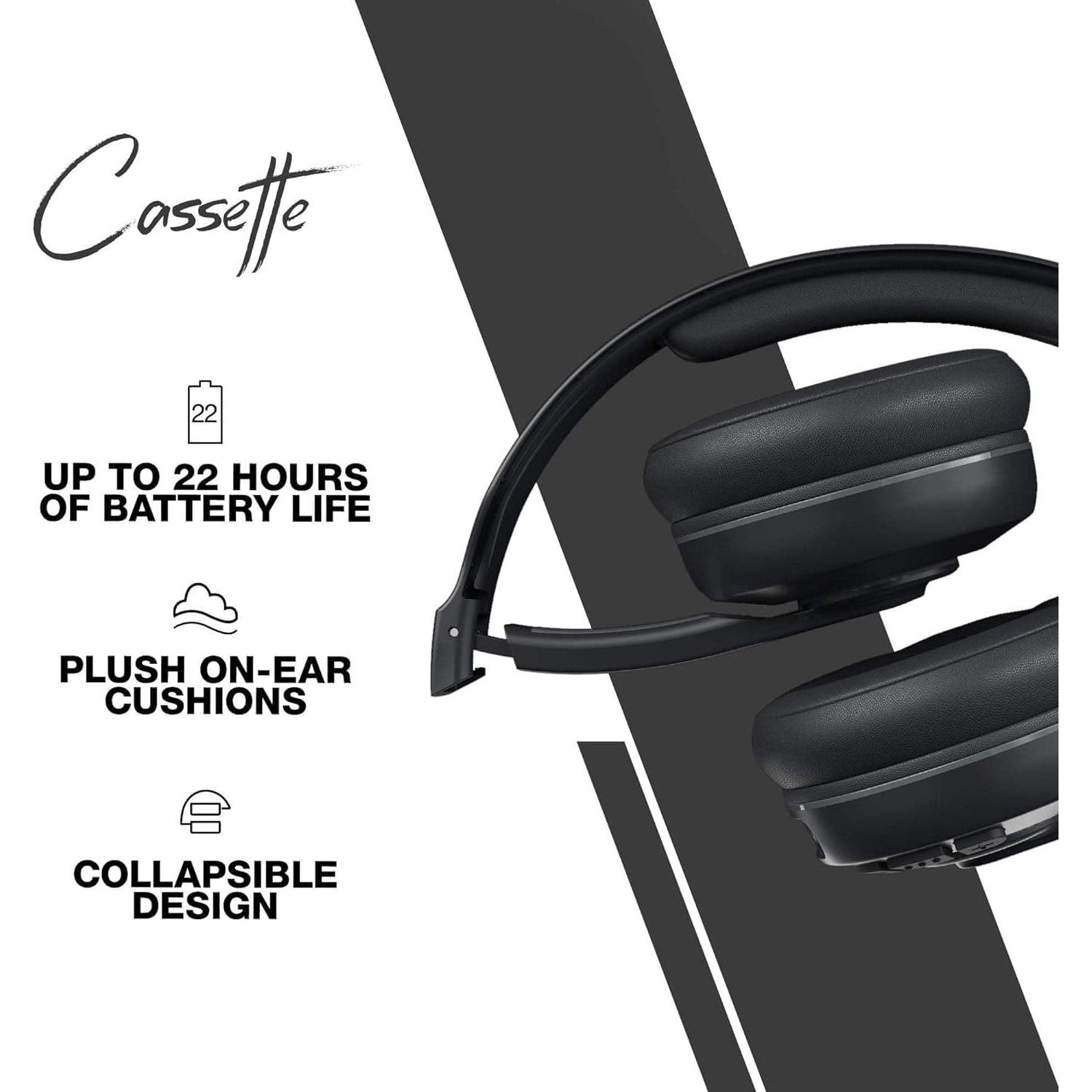 Buy Skullcandy,Skullcandy Cassette On-Ear Wireless Headphones, 22 Hr Battery, Microphone, Works with iPhone Android and Bluetooth Devices - Black - Gadcet UK | UK | London | Scotland | Wales| Ireland | Near Me | Cheap | Pay In 3 | Headphones & Headsets